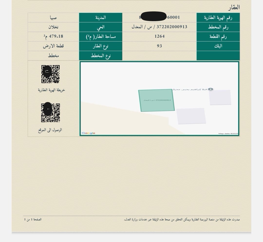 ارض للبيع في صبيا نخلان بصك