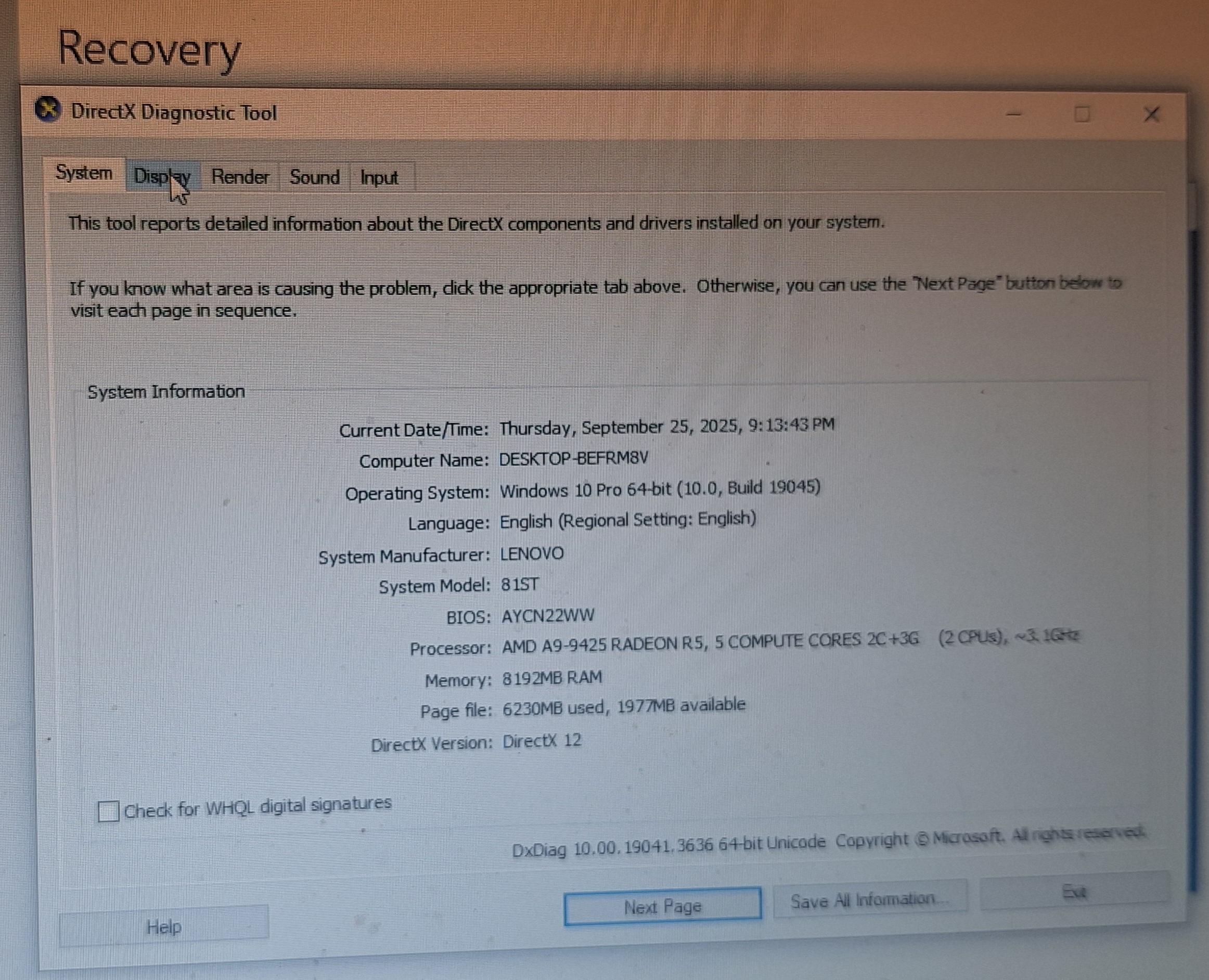 lenovo amd a9 -9425 radeon r5 1tera g hard