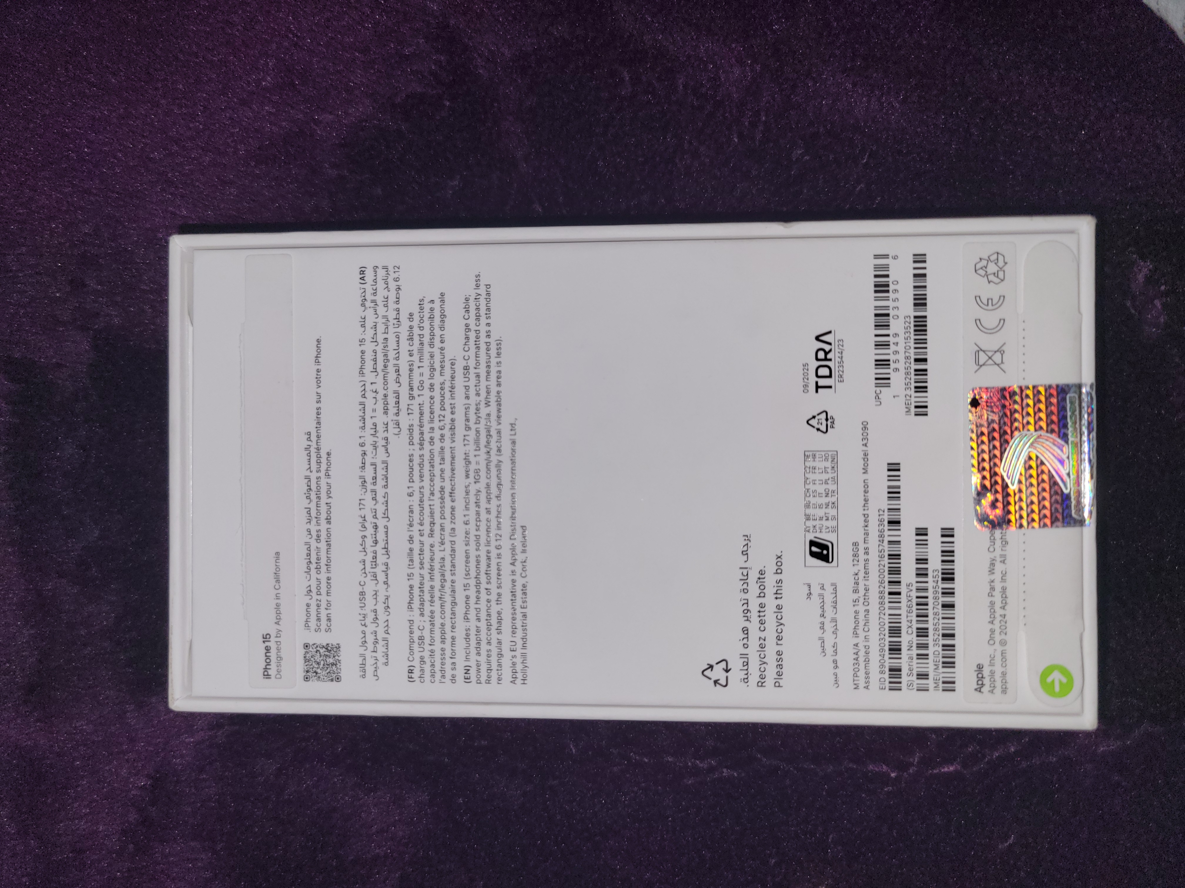 iphone 15 black 128 6 ram with face id