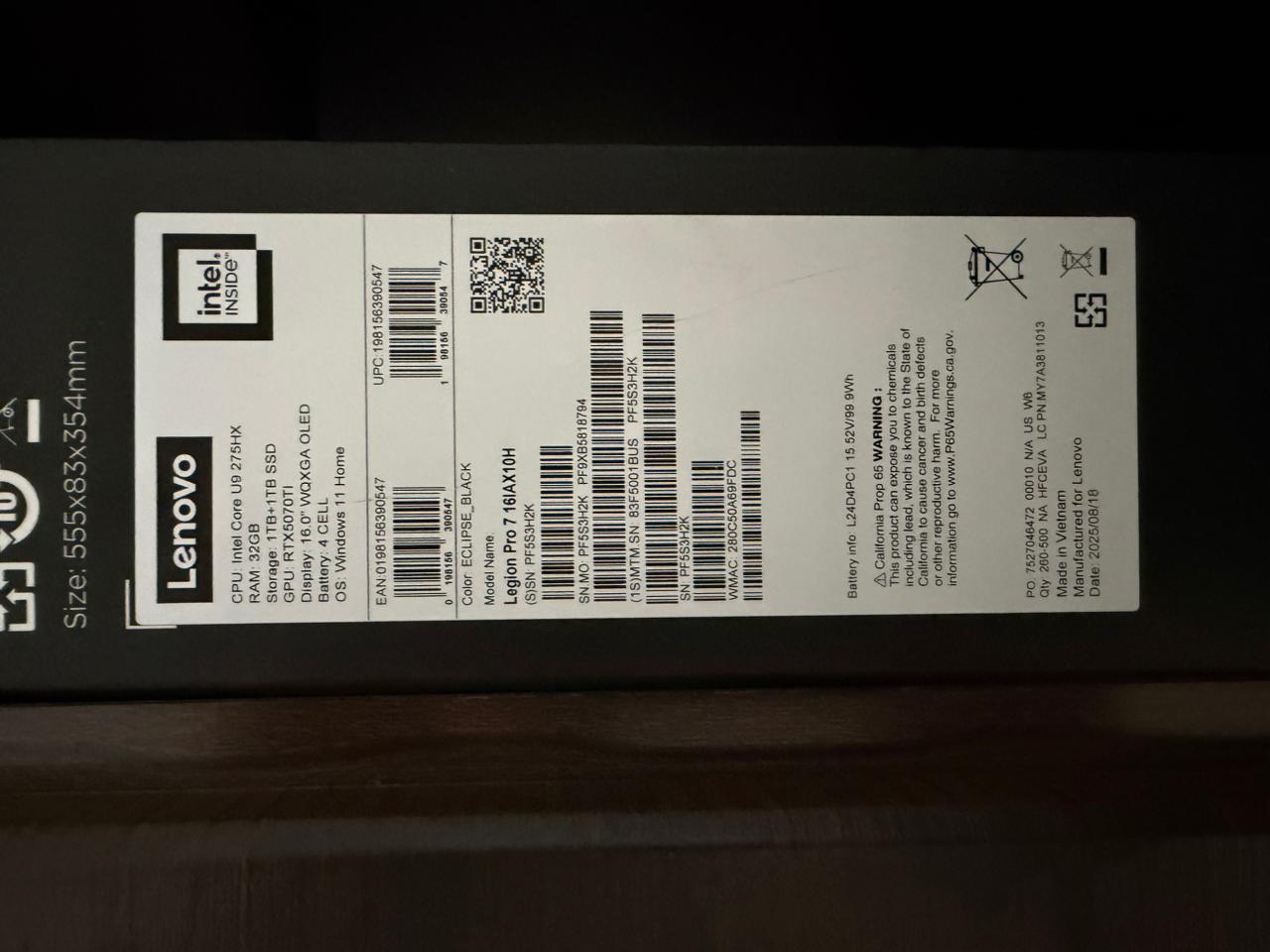 Lenovo Legion Pro 7i , new ,  never out of box , open seal