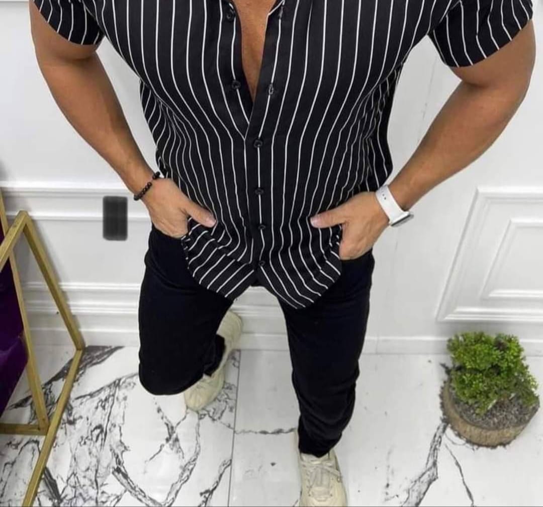 قميص نص كم مقلم ترند