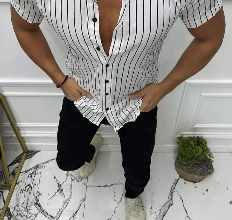 قميص نص كم مقلم ترند