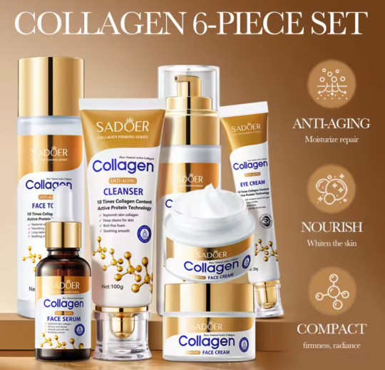 SADOER 6-Piece Bone Collagen Skin Care Kit: Whitening, Moisturizing, Brightening